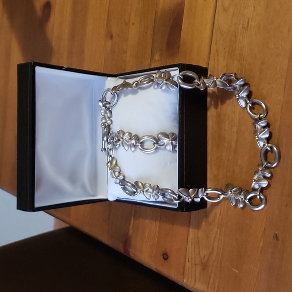 Bill Blass Sterling Silver/18k Lei Necklace 17.5"/Bracelet Set 3.78 Ounc… - Picture 7 of 8